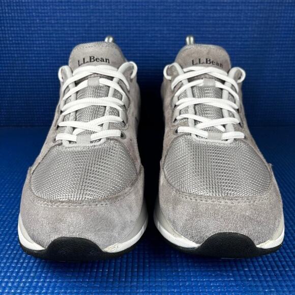 🔴  L.L BEAN COMFORT FITNESS WALKER Women Size 8 Grey White Walking Shoes 505864 - Picture 2 of 8